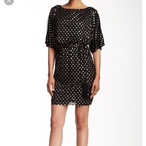 Cold Shoulder Black and Gold Cocktail Dress